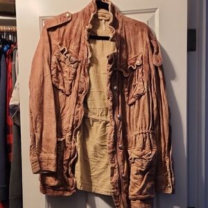 Brown Quilted Jacket with Button Details